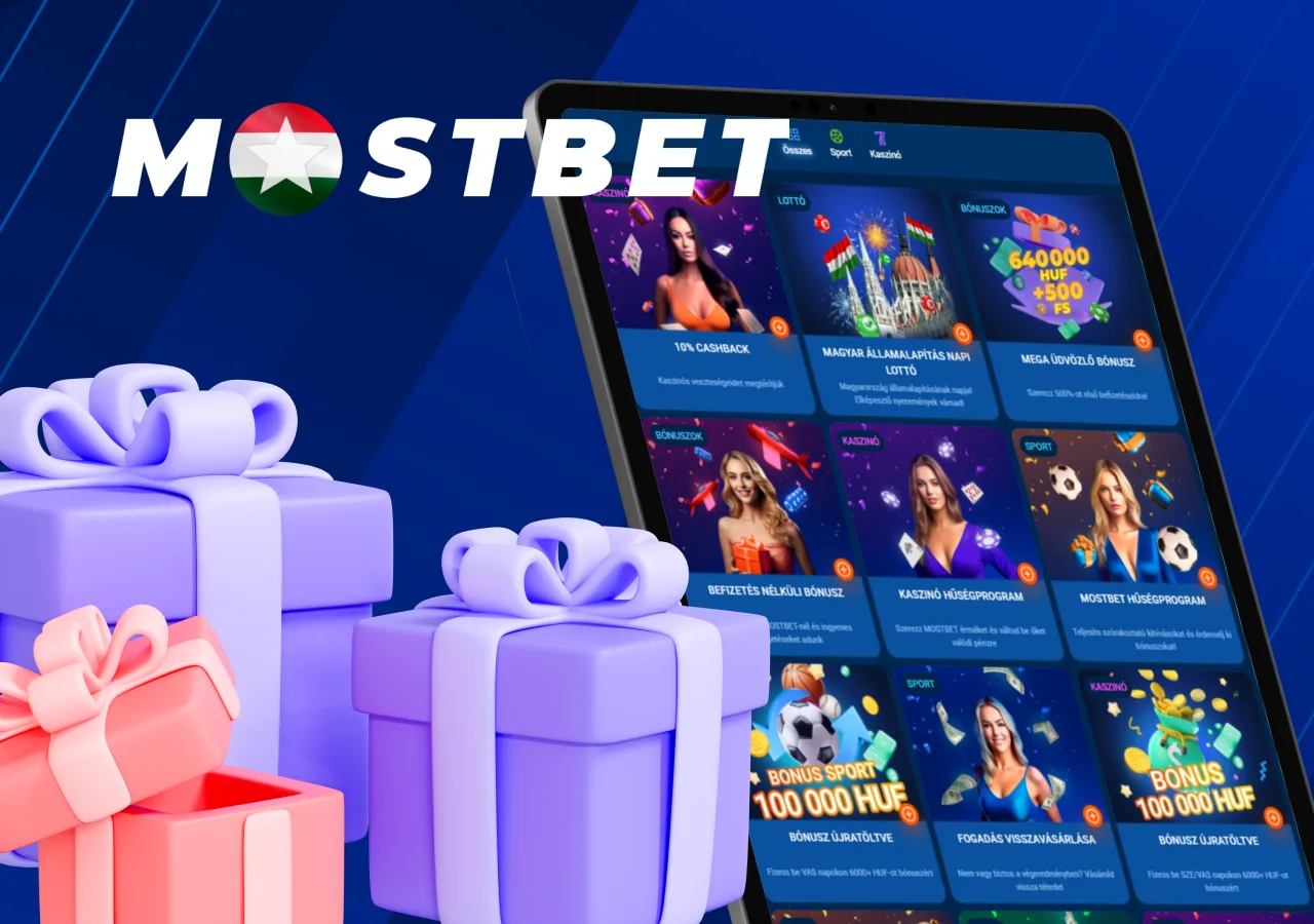 A befizetés nélküli bónuszok típusai a Mostbet weboldalán.