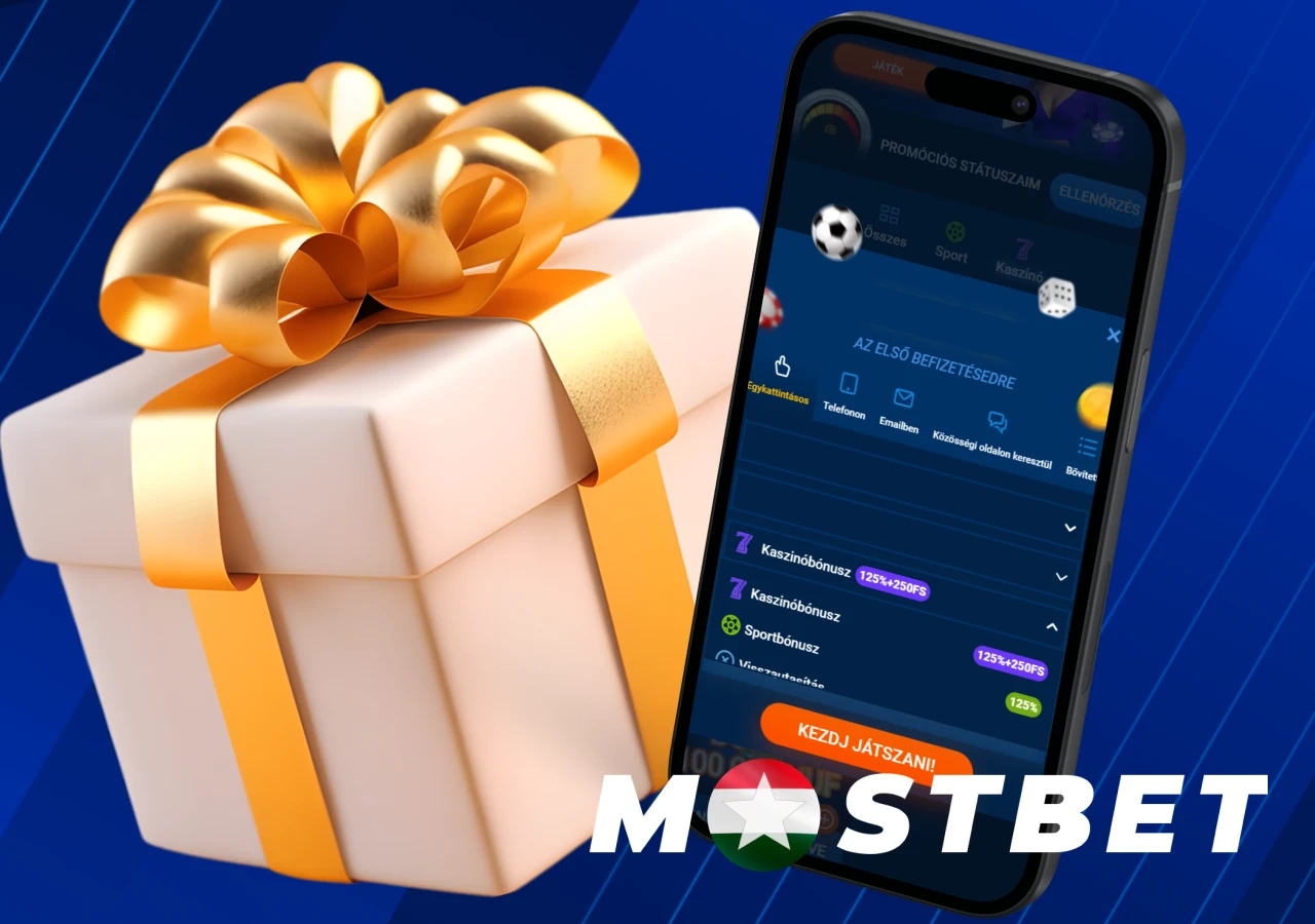 Bónusz új felhasználók regisztrálásakor a Mostbet portálon.